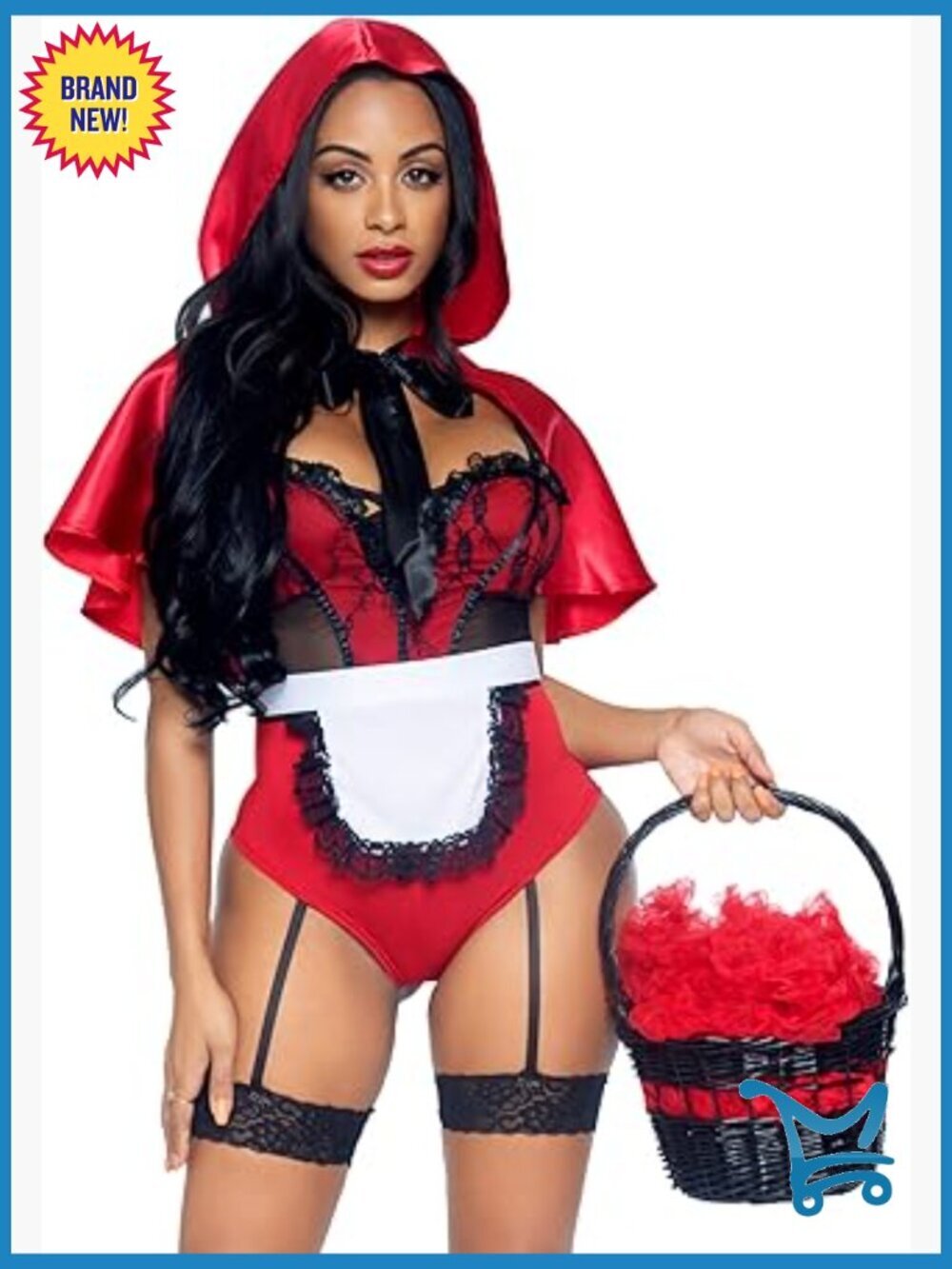 3pc Red Riding Hood Costume Bustier Apron Cape Teddy Set Size Medium
